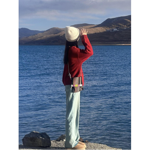 顯白安可拉紅色針織開衫毛衣女2025春季新款新年紅寬松慵懶感上衣