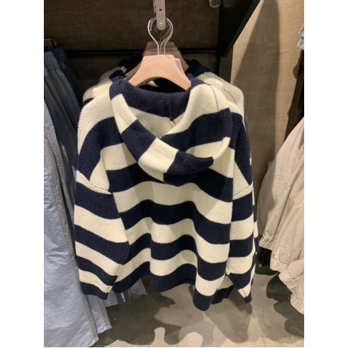 高品質!慵懶風連帽拉鍊毛衣開衫女外套秋裝寬松加厚條紋長袖針織 高品質!慵懶風連帽拉鍊毛衣開衫女外套秋裝寬松加厚條紋長袖針織