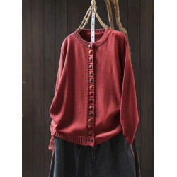 彩色紐釦棉線毛衣開衫女2025早春寬松文藝休閒減齡單排釦針織外套