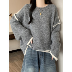 大碼女裝胖mm秋冬新款設計感不規則針織上衣百搭氣質寬松顯瘦毛衣