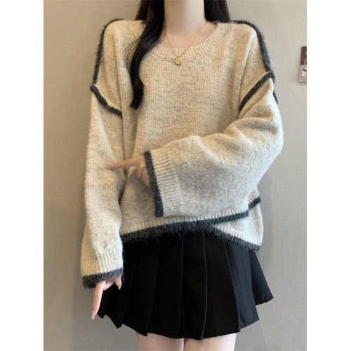 大碼女裝胖mm秋冬新款設計感不規則針織上衣百搭氣質寬松顯瘦毛衣 大碼女裝胖mm秋冬新款設計感不規則針織上衣百搭氣質寬松顯瘦毛衣