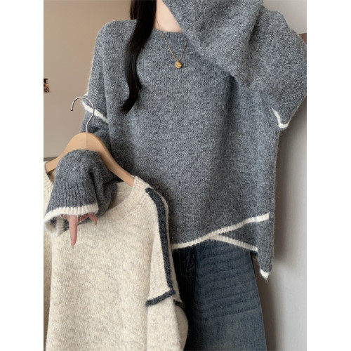 大碼女裝胖mm秋冬新款設計感不規則針織上衣百搭氣質寬松顯瘦毛衣 大碼女裝胖mm秋冬新款設計感不規則針織上衣百搭氣質寬松顯瘦毛衣