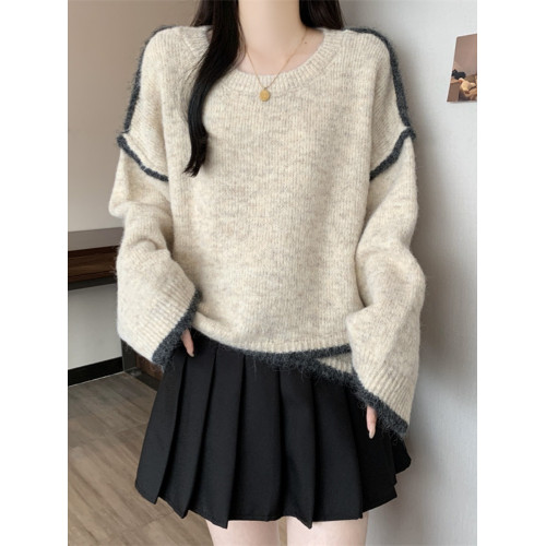 大碼女裝胖mm秋冬新款設計感不規則針織上衣百搭氣質寬松顯瘦毛衣 大碼女裝胖mm秋冬新款設計感不規則針織上衣百搭氣質寬松顯瘦毛衣