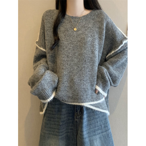 大碼女裝胖mm秋冬新款設計感不規則針織上衣百搭氣質寬松顯瘦毛衣 大碼女裝胖mm秋冬新款設計感不規則針織上衣百搭氣質寬松顯瘦毛衣