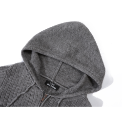 巧麗莎灰色毛衣外套秋冬高級感內搭上衣女韓系慵懶風連帽針織開衫