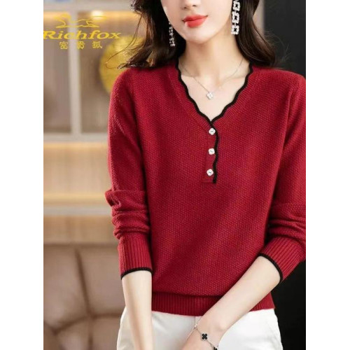 花邊套頭V領毛衣女秋季新款慵懶軟糯針織打底衫寬松外穿內搭上衣 花邊套頭V領毛衣女秋季新款慵懶軟糯針織打底衫寬松外穿內搭上衣