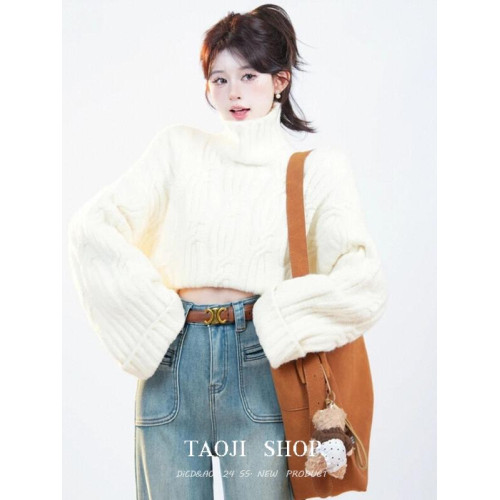 韓系甜美減齡軟糯麻花高領毛衣冬季高級感加厚內搭外穿針織衫上衣 韓系甜美減齡軟糯麻花高領毛衣冬季高級感加厚內搭外穿針織衫上衣