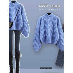 品質奶fufu白色毛衣女秋冬溫柔軟糯針織衫加厚寬松高級感打底上衣