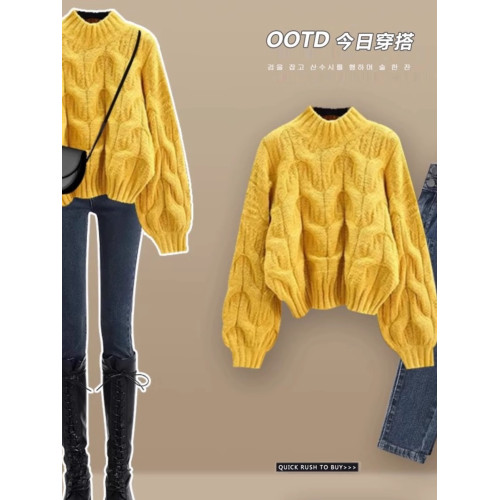 品質奶fufu白色毛衣女秋冬溫柔軟糯針織衫加厚寬松高級感打底上衣 品質奶fufu白色毛衣女秋冬溫柔軟糯針織衫加厚寬松高級感打底上衣