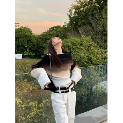 Exclusive type 純欲辣妹一字領漏肩毛衣外套女ins潮性感兩穿上衣