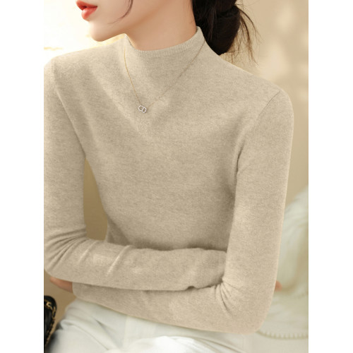 高級感紫色半高領長袖內搭針織毛衣女士秋冬修身超好看流行打底衫