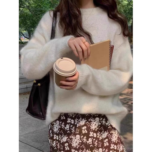 粉色馬海毛毛衣女秋冬內搭小個子軟糯慵懶風寬松套頭針織打底衫 粉色馬海毛毛衣女秋冬內搭小個子軟糯慵懶風寬松套頭針織打底衫