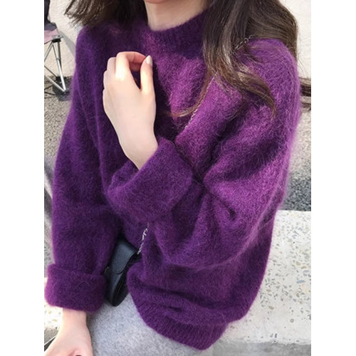 粉色馬海毛毛衣女秋冬內搭小個子軟糯慵懶風寬松套頭針織打底衫 粉色馬海毛毛衣女秋冬內搭小個子軟糯慵懶風寬松套頭針織打底衫