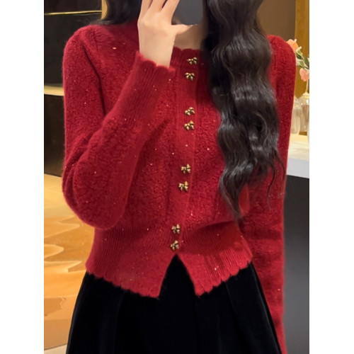 聖誕穿搭小香風短款毛衣女2025年新款冬季針織打底內搭上衣針織衫