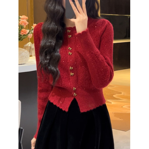 聖誕穿搭小香風短款毛衣女2025年新款冬季針織打底內搭上衣針織衫