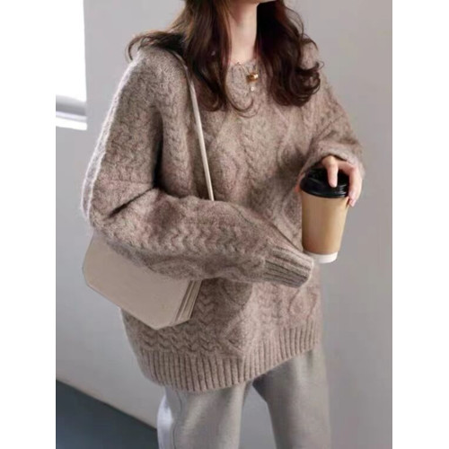 毛衣女復古麻花寬松外穿2024年新款秋冬慵懶風學生百搭針織羊毛衫