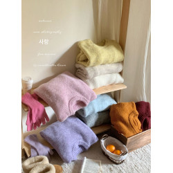 暖暖羊駝絨感超美色系套頭毛衣女秋冬寬松慵懶內外穿休閒寬松上衣