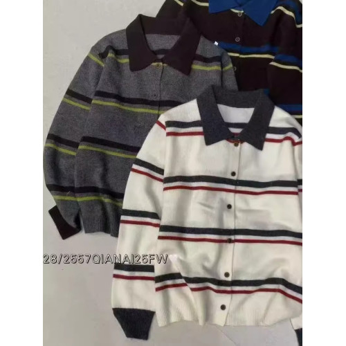 韓國東大門秋冬新款圓領撞色氛圍感針織衫女寬松顯瘦百搭毛衣上衣