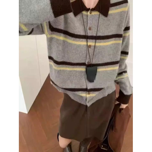 韓國東大門秋冬新款圓領撞色氛圍感針織衫女寬松顯瘦百搭毛衣上衣