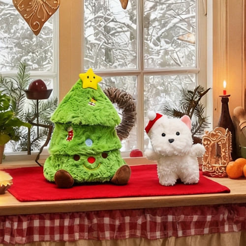 軟萌聖誕雙寵毛絨聖誕樹+呆萌小狗玩具節日禮品爆款 軟萌聖誕雙寵毛絨聖誕樹+呆萌小狗玩具節日禮品爆款