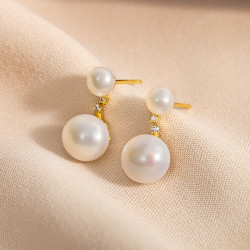 925銀針淡水珍珠時尚耳環氣質高級感耳墜2023新款潮網紅簡約耳飾