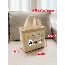 新款小熊帆布手提包上班族便當包學生大容量飯盒袋簡約手提袋女