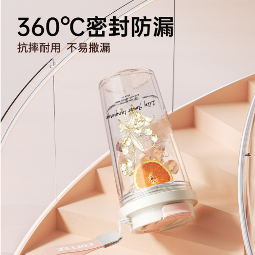 鈴蘭水杯2024新款女生高顔值吸琯杯隨行杯塑膠杯夏天可攜式雙飲杯子
