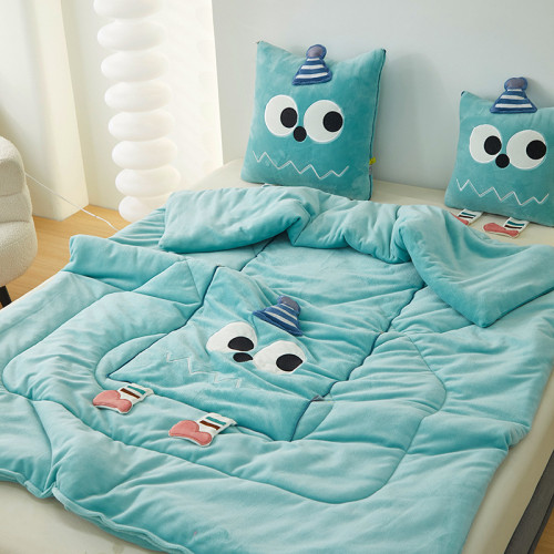 牛嬭絨抱枕被子兩用二合一加厚午睡毯子辦公室枕頭被車用車用靠枕