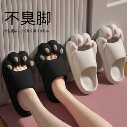 踩屎感可愛貓爪親子涼拖鞋男女夏季外穿厚底情侶搞怪室內家居家用