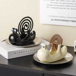 蝸牛蚊香架創意陶瓷實用擺件家用臥室戶外蚊香盒帶接灰盤蚊香托盤