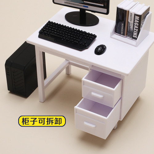 迷你仿真電腦桌椅娃娃屋配件微縮場景模型兒童扮家家酒玩具桌面擺件