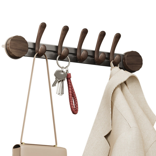 吸盤門後掛鉤胡桃木紋掛衣鉤掛衣架連排鉤無痕強力粘膠貼粘鉤掛勾