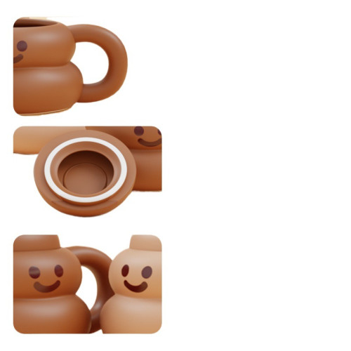 抽象搞怪喝水咖啡馬克杯子帶蓋陶瓷大便便粑粑醜到爆稀奇古怪禮物