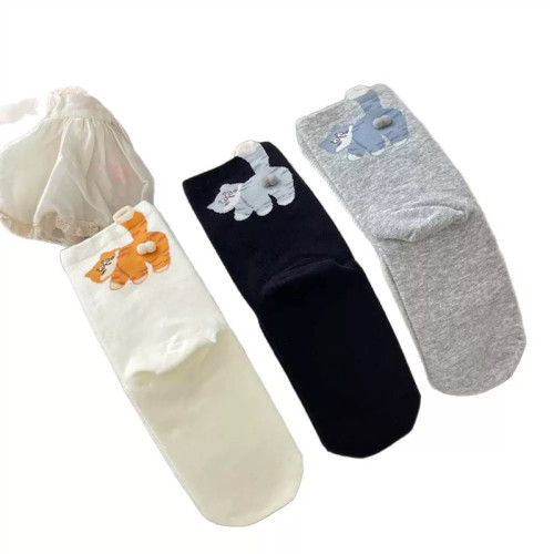 原創卡通蛋蛋貓搞怪襪子女中筒襪ins潮春秋棉襪可愛動物無骨長襪