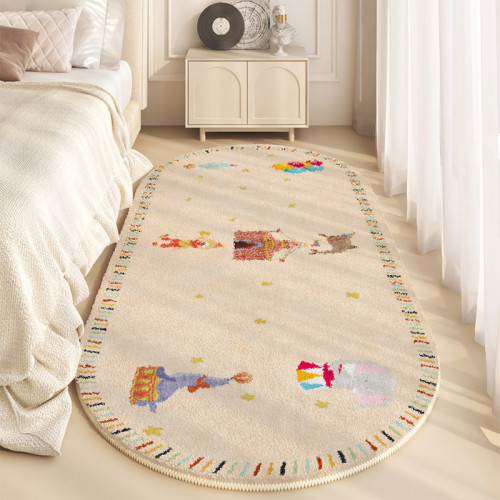 地毯臥室卡通耐髒易打理仿羊絨地毯家用異形兒童房隔涼床邊毯可定