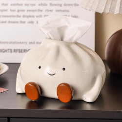 可愛創意包子造型陶瓷抽紙盒高顔值客廳家用桌面紙巾盒裝飾擺件