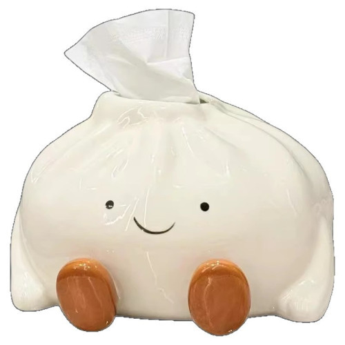 可愛創意包子造型陶瓷抽紙盒高顔值客廳家用桌面紙巾盒裝飾擺件