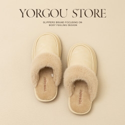 遠港2025新款棉拖鞋女秋冬季居家室內保暖牛筋底毛絨防水皮拖鞋男