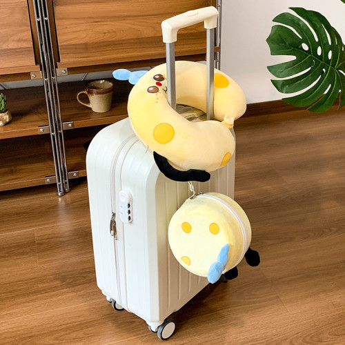 卡通趣味辦公室午休U型枕頭外出長途旅行飛機睡覺護頸枕可攜式套盒