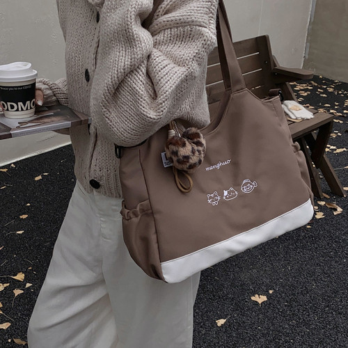 撞色洋氣女單肩包2025新款韓風小衆設計簡約休閒手提大容量托特包