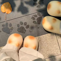 可愛小貓帶貓爪可外穿棉拖鞋女冬季加絨保暖情侶居家厚底棉拖鞋女