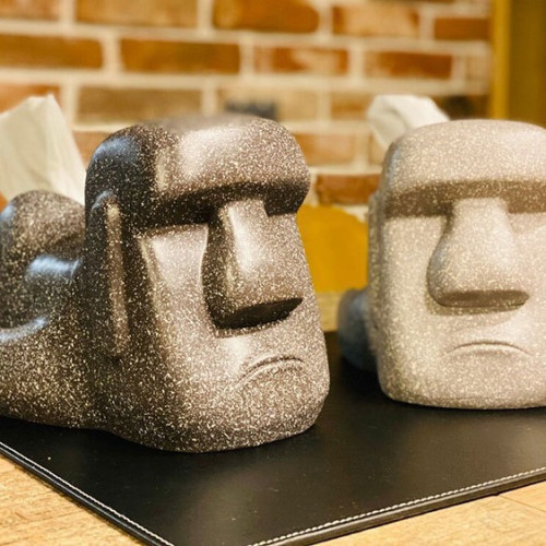 摩艾石像人復古光屁屁屁股moai紙巾盒面紙抽樹脂石人屁股飾品擺件