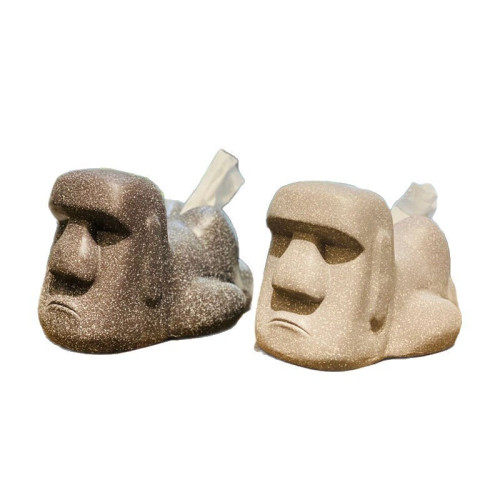 摩艾石像人復古光屁屁屁股moai紙巾盒面紙抽樹脂石人屁股飾品擺件