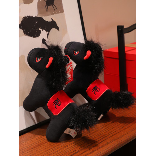 2026馬年吉祥物公仔乾坤黑馬毛絨玩具生肖小馬玩偶布娃娃掛件禮品