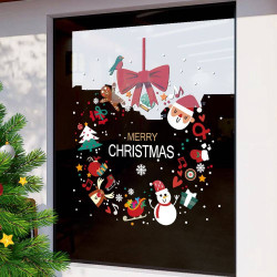 2026聖誕節裝飾品靜電貼紙布置花環聖誕老人商場櫥窗玻璃門貼窗貼