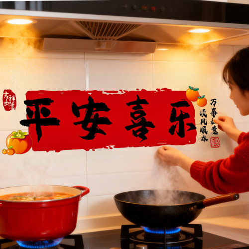 2026新年窗花玻璃貼灶台防水貼紙廚房窗戶防油靜電貼過年春節裝飾