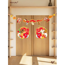 kemoko新年2026馬年原創設計福字貼卡通對聯入戶大門家門宿捨對聯