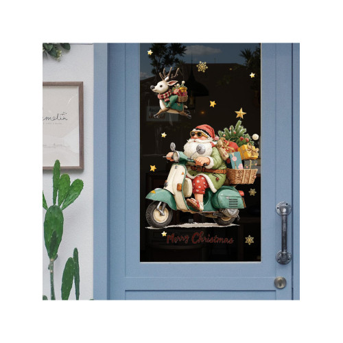 2026聖誕節靜電玻璃窗貼聖誕樹禮盒星星裝飾貼畫彩燈松枝小鳥貼畫