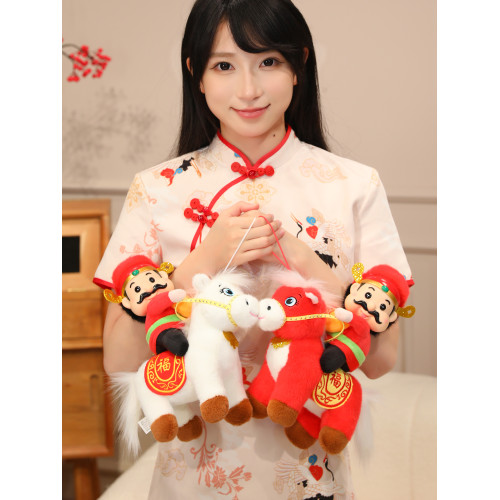 2026馬年吉祥物八面來財馬公仔小財神毛絨玩具生肖馬新年禮物