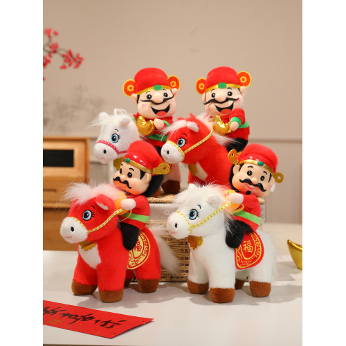 2026馬年吉祥物八面來財馬公仔小財神毛絨玩具生肖馬新年禮物